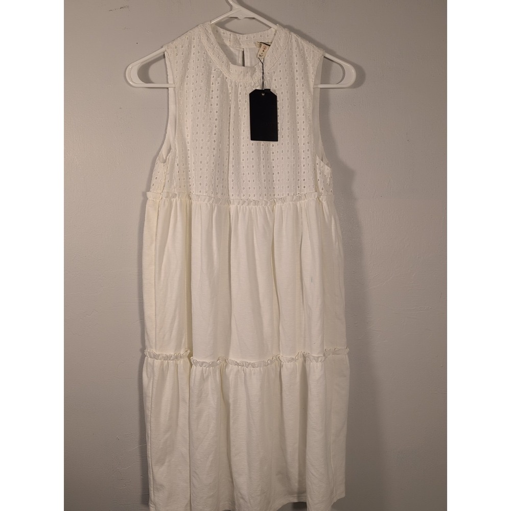 mo:vint New York dress Women Small white Ruffled Lined Dress - Picture 3 of 8